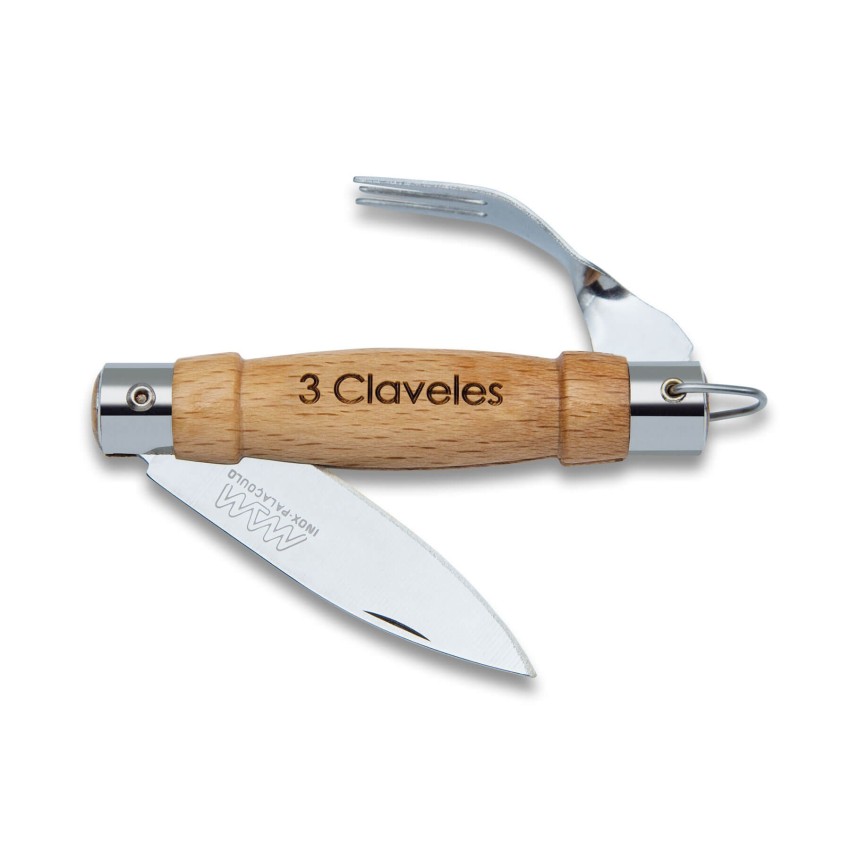 Pocket knife with fork and ring 3 Claveles
