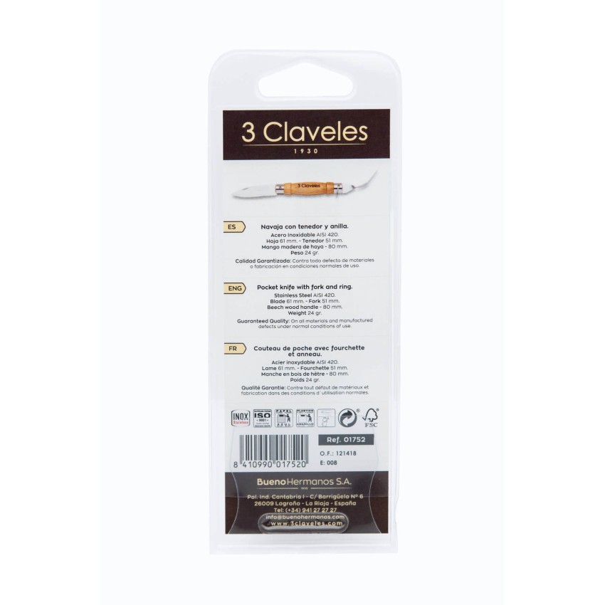 Pocket knife with fork and ring | 3 Claveles