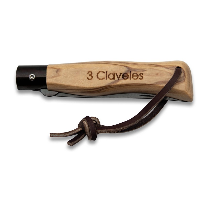 Couteau de poche Titane avec blocage de la lame and cordelette en cuir