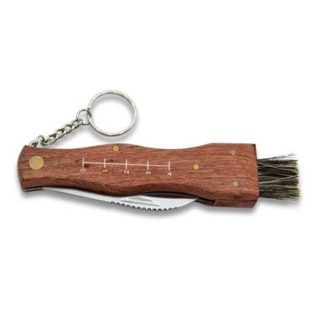 Mushroom pocket knife with brush, metric scale and pouch