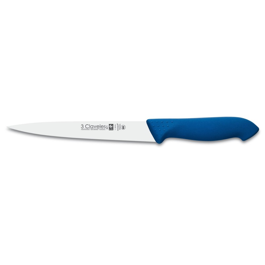 3 CLAVELES Coltello Per Filettare Uniblock Azul - Lama 20 Cm, Acciaio Inox, Colore Blu, 8 Pollici