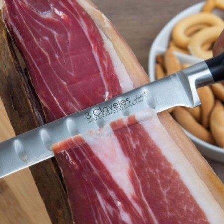 Tabla más Cuchillo Jamonero 3 Claveles - Sabas Jamones