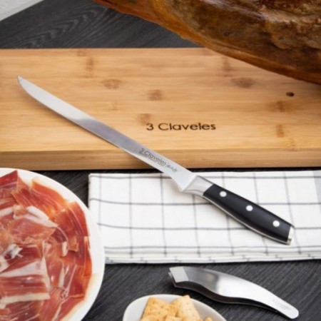 Cuchillo jamonero alveolado POM 29cms 3 Claveles — Ferretería Luma