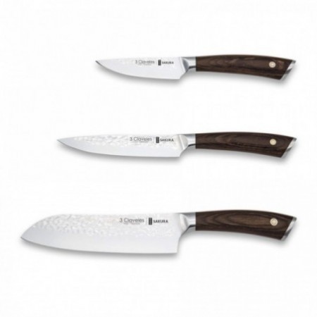 3 Claveles Toledo Set Couteaux Cuisine (Legumes 9 cm + Santoku 18