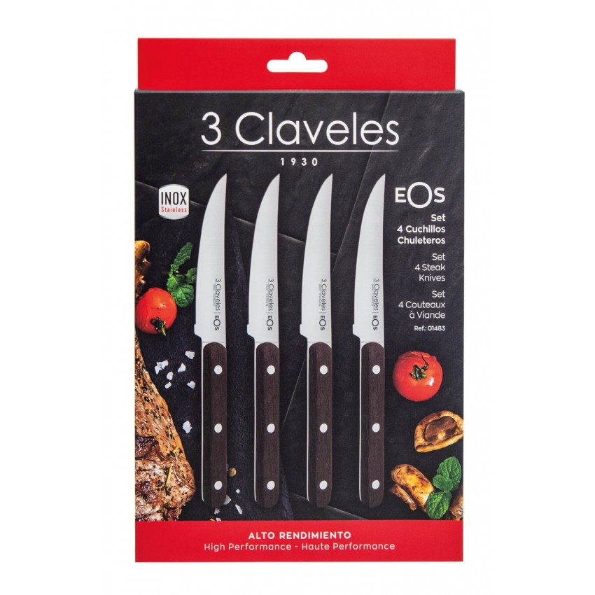 Set de 4 cuchillos chuleteros 3 Claveles Wagyu 1048