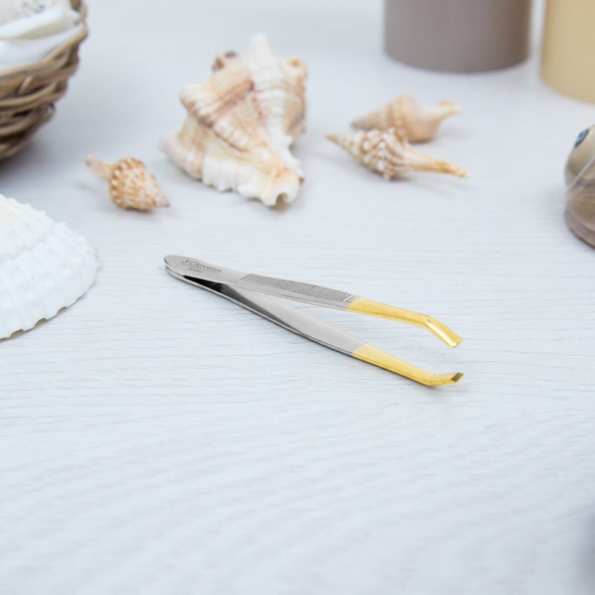 Pince à épiler Crabe Pointe dorée