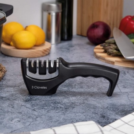 Afilador de cuchillos de acero inoxidable, herramienta de cocina  profesional de 3 etapas