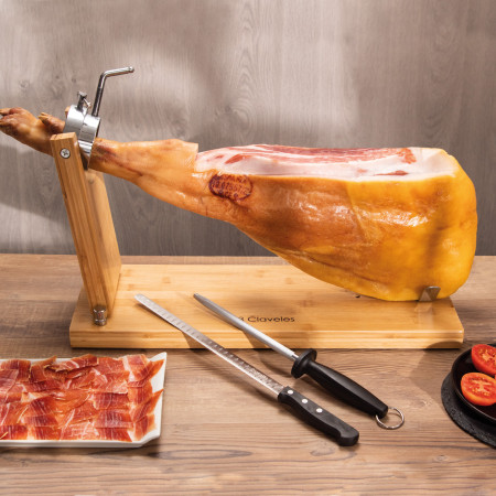 Pack soporte jamoner 01736 + set cuchillo y chaira 00966