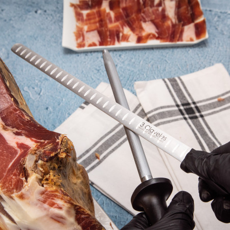 Set Cuchillo Jamonero Alveolado POM y Chaira Set Cuchillo Jamonero Alveolado POM y Chaira