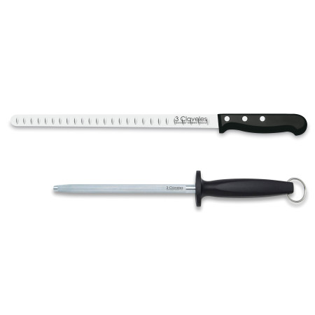 POM Hollow Edge Slicing Knife & Sharpening Steel Set