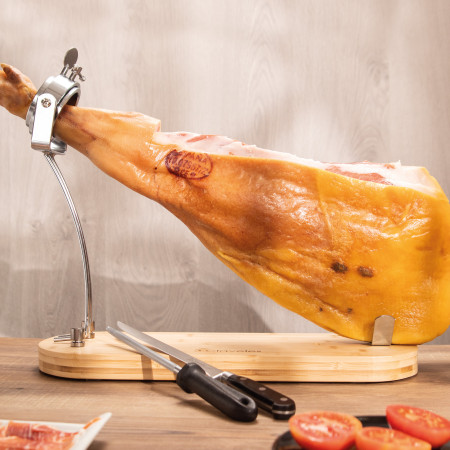 Pack soporte jamonero 01733 + set cuchillo jamonero y chaira 01700