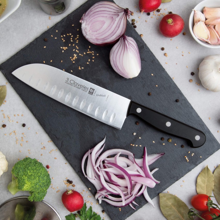 Uniblock Hollow Edge Santoku Knife 3 Claveles