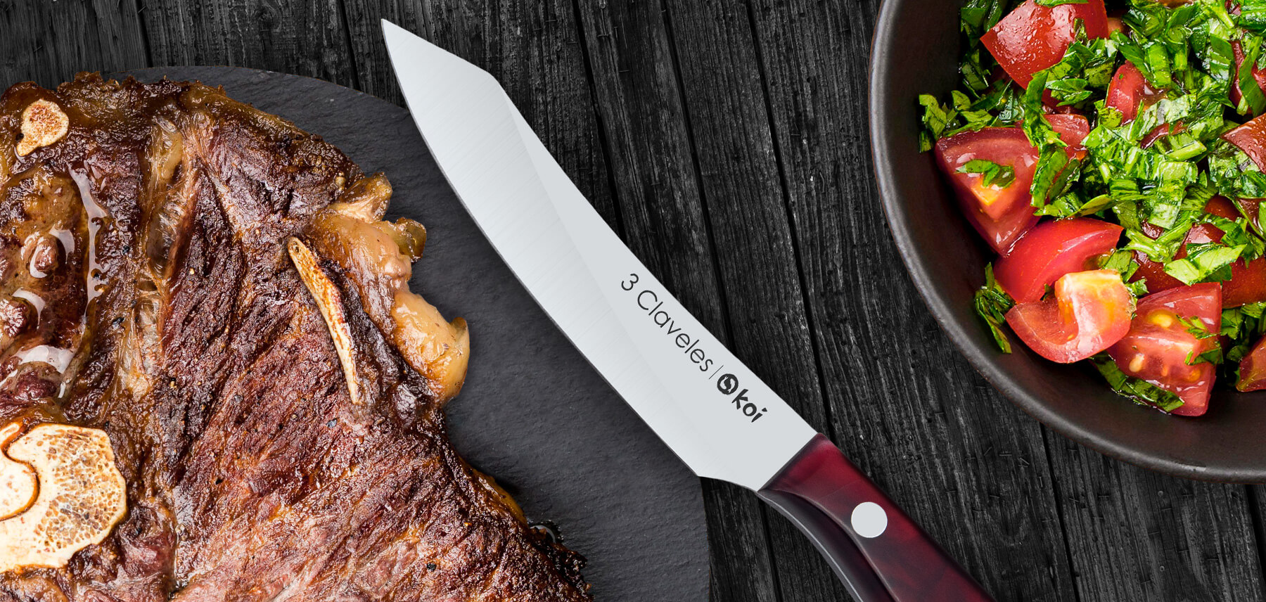 Cuchillo Chuletero Koi - 3 Claveles