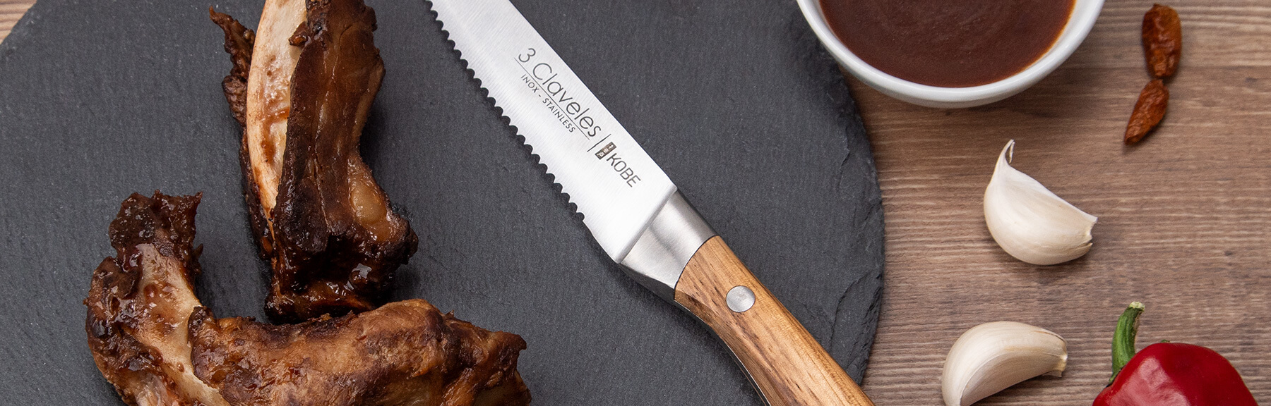 Cuchillo Chuletero Kobe - 3 Claveles