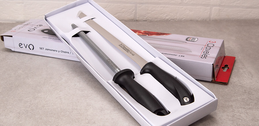 Cuchillo jamonero más chaira, de 3 Claveles - Profesional Horeca